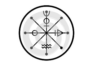 The Wheel of Fotune tarot symbol, worldwide ancient sign, the cycle of life, magical witch talisman lucky charm, black tattoo