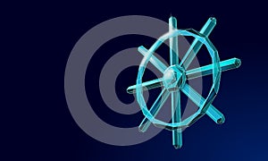 Wheel helm computer developer app concept. Business digital open source program. Data coding steering 3D low polygonal