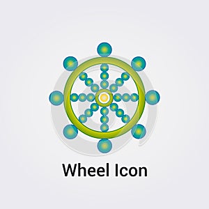 Wheel Icon Flower of Life Destiny Fate Logo Dharma Chakra Symbol Round Circle Infinity Vector Illustration