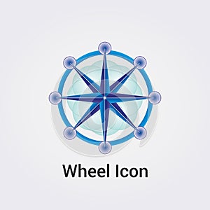 Wheel Icon Flower of Life Destiny Fate Logo Dharma Chakra Symbol Round Circle Infinity Vector Illustration