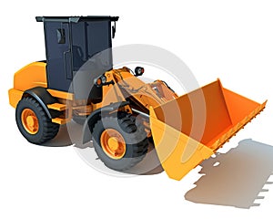 Wheel Loader construction machinery 3D rendering on white background