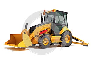 Wheel Loader construction machinery 3D rendering on white background