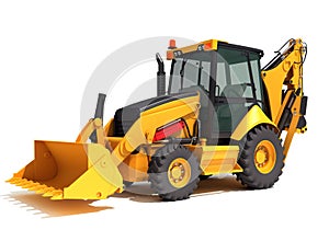 Wheel Loader construction machinery 3D rendering on white background