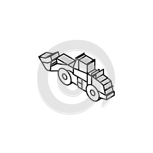 wheel loader construction vehicle isometric icon vector illustration