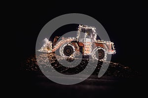 wheel loader decorated with lights