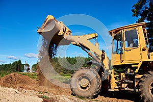 Wheel loader excavator earthmoving