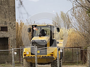 wheel loader excavator at work