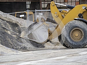 wheel loader excavator at work