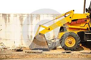 Wheel loader machine on the road