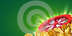 Wheel of luck or fortune. Colorful gambling wheel. Online casino. Banner for internet casino. Big win concept