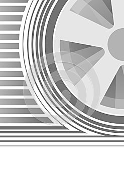 Wheel in motion, rotating. Abstract illustration of car wheel.