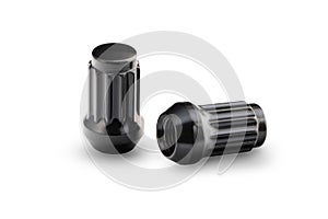 wheel nuts fasteners two pairs of black, isolate on a white background