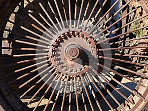 Wheel on Old Dinah, Steam tractor in Death Valley photo