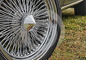 Wheel of an old sports car