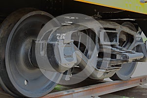 Wheel of an Old train with a steam locomotive city of mexico, mexico II