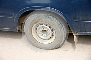 Wheel of the pickup in payload.