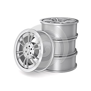 Wheel rim on white background. Isolated 3D illustration