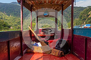 Wheel of a river boat in Muang Khua town, La