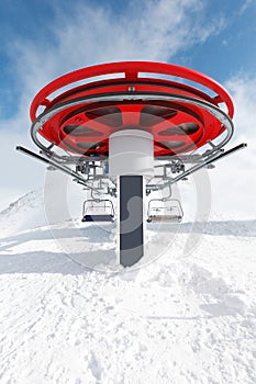 Wheel ropeway, ski lift, ski resort, giant wheel from the top of a ski lift, mountain resort