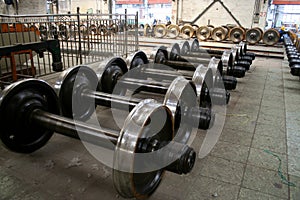 Wheel shafts of trains