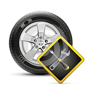 Wheel and sign, vector