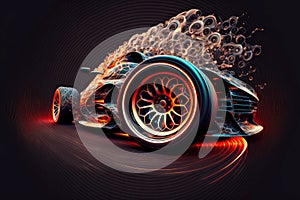 wheel sport car at speed automobile racing motorsport, generative ai