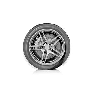Wheel of a sports car isolated