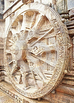 The wheel of Sun God's chariot at Konark Temple photo