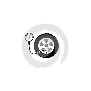 Wheel tire pressure icon. Checking tire pressure icon isolated on white background