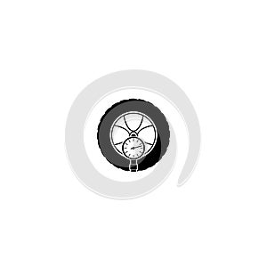 Wheel tire pressure icon. Checking tire pressure icon isolated on white background