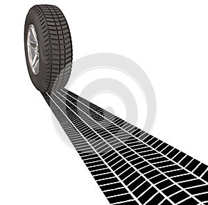 Wheel Tire Skid Mark Tracks Driving Transportation Car Automobil