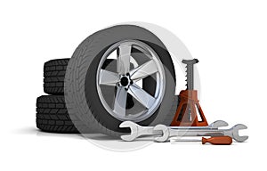 Wheel and Tool for Car