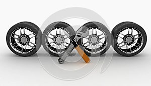Wheel and Tools. Car service