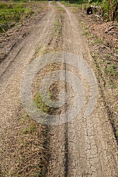 Wheel track on dirt road