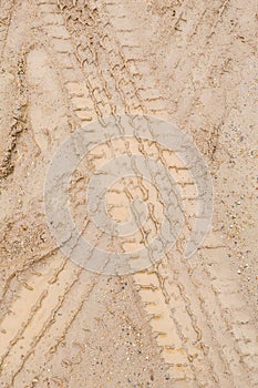 Wheel track on dirt soil texture