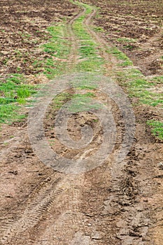 Wheel tracks of agricultural land