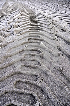 Wheel tracks on the beach