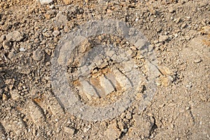 Wheel tracks on dirt