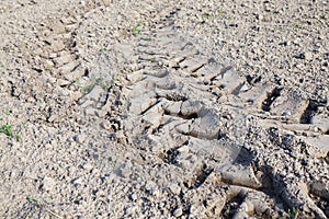 Wheel tracks on the field