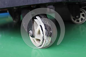 Wheel of trolley are broken caused by heavy load