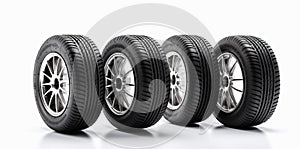 wheel tyre car rubber automobile auto tire isolated background copy object space. Generative AI.