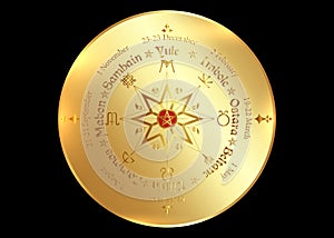 Wheel of the Year is an annual cycle of seasonal festivals, observed by many modern Pagans. Wiccan calendar and holidays. Compass