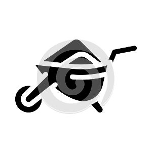 wheelbarrow with compost glyph icon vector illustration