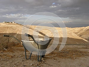 Wheelbarrow in the desert