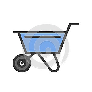 Wheelbarrow, Filled outline icon, handyman tool and equipment set