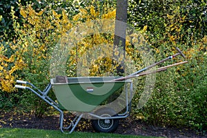 Wheelbarrow at Keukenhof Gardens, Lisse, South Holland. Keukenhof is known as the Garden of