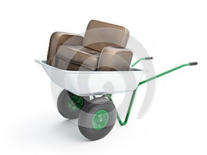 Wheelbarrow with leather armchair