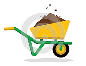 wheelbarrow with manure or dirt