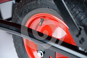Wheelbarrow wheel valve and tyre