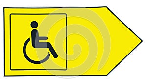 Wheelchair accessible sign on a yellow background